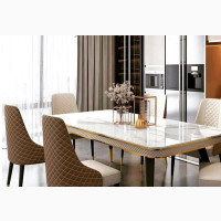 Marble Top Dining Table With 6 Chairs Set