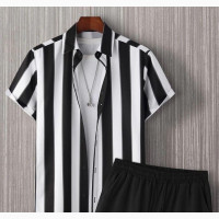 Black and White Striped 2piece Set