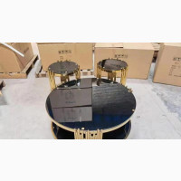 Luxury Imported Glass Top Center Table With 2 Sides Stools