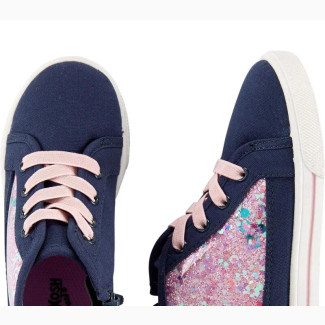 Girls Hi-Top Sneakers - Easy Elastic Laces, Magical Sequin and Glitter Details