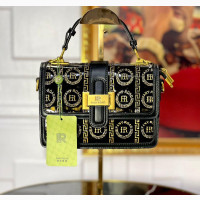 Stylish Black Handbag with Gold Threadings - Brand New
