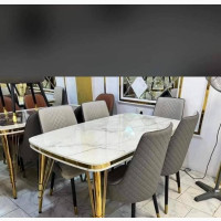 Executive Marble Top Dining Table Set - Brand New