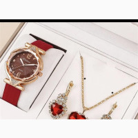 Luxury Quartz Watch Women 6PCS Set Green