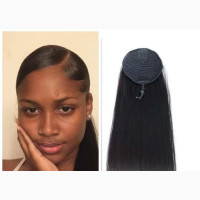 22 Detachable Ponytail - African Pride - Straight Hair - Black Shade