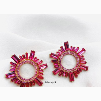 Stylish Fashion Earrings - Pink and Gold