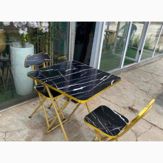 BLACK MARBLE Foldable Table and Chair