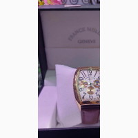 Franck Muller Luxury Designer Leather Wristwatch