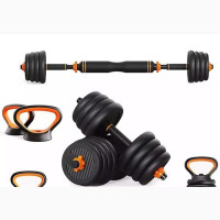 2023 Multifunctional 4 in 1 Weight Set. Dumbbell, Barbell, Kettlebell, Pushup Bar