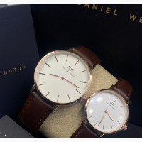 High Quality DANIEL WELLINGTON White Dial Leather Watch