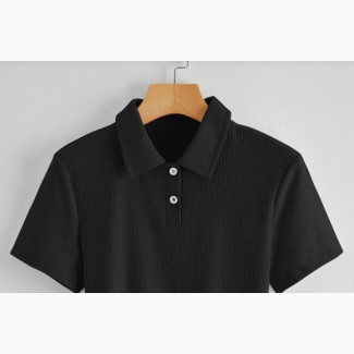 Black Ribbed WMNS Crop Tops