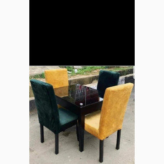 Dinning Table and 4 Chairs 2 Back Colour 2 Yellow Colour