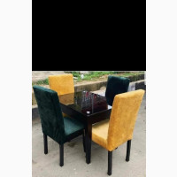 Dinning Table and 4 Chairs 2 Back Colour 2 Yellow Colour