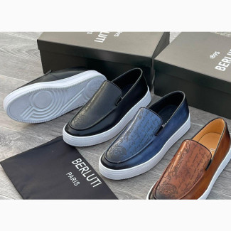 Berluti Paris Classic Leather Sneakers - Men#039;s, Size 40-46, Black