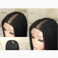 Curly Closure Watermelon Braided Twist Wig Orange Frontal