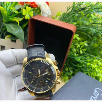 Cartier Men#039;s Leather Chronograph Wristwatch