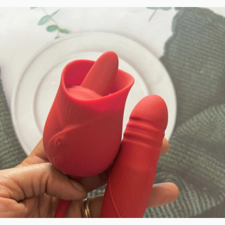 2 In 1 Powerful Clitoris Stimulator Pulsating Rose Licker