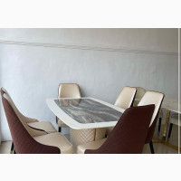 Luxurious Marble Dinning With Leather Chairs