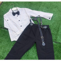 Turkish 4pcs Boys Shirt/ Bow Tie/Suspender/Trouser