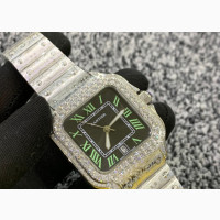 Original SANTOS DE CARTIER Crested Body Iced Stones