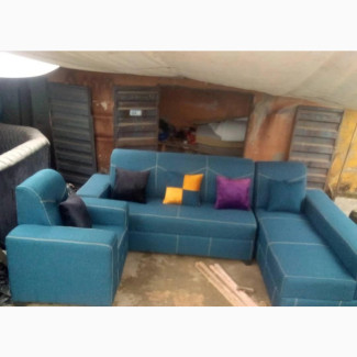 Blue L- Shaped Fabric Sofa for Sale