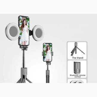 Selfie Stick With Tripod Stand With Two Ringlight