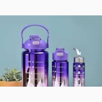 3 in 1 Rainbow Motivational Water Bottle