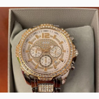 Guess Factory Men#039;s Crystallized Multifunction Watch U0291G4