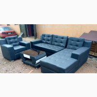 Black Leather Sofas Single With Center Table