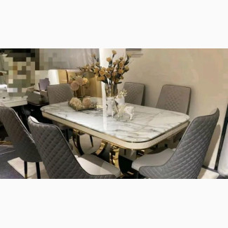 Marble Dining Table With Six Chairs - Brand New Turkish Design