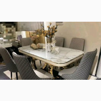 Marble Dining Table With Six Chairs - Brand New Turkish Design
