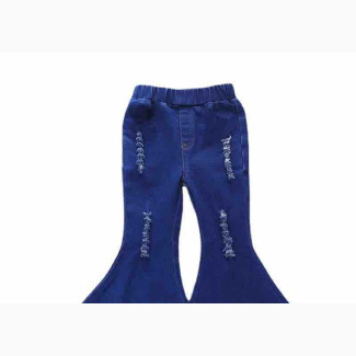 Blue and Black Bell Bottoms Jean Trousers